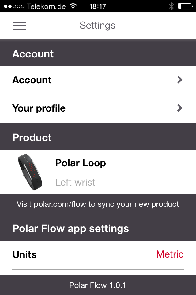 Polar Flow App Einstellungen